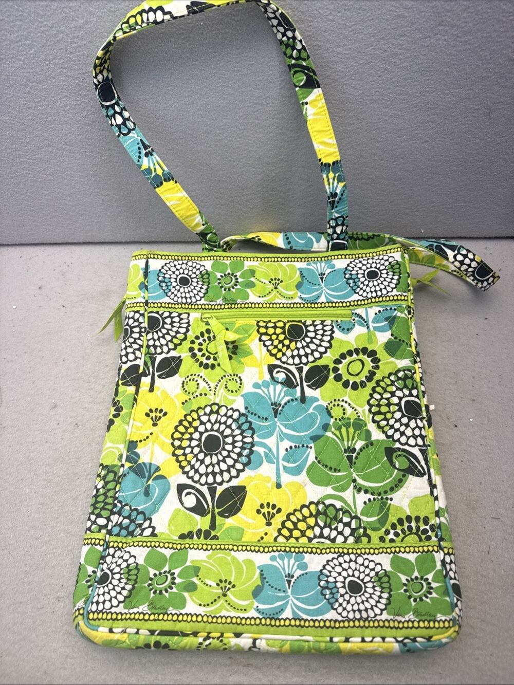 Vera Bradley Checkpoint Friendly Laptop Travel Tote Bag Lime’s Up Flower Quilted